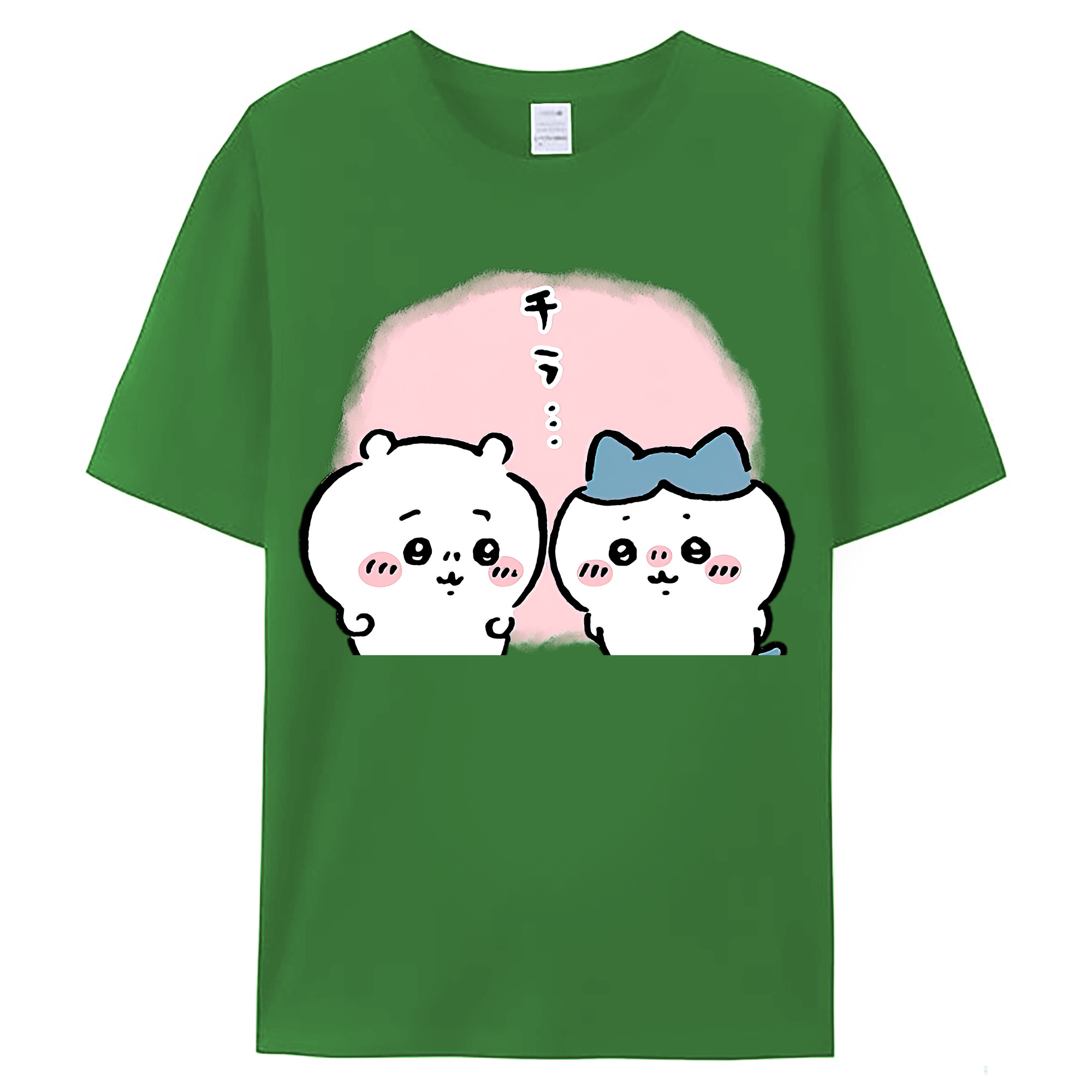 （画像用） ちいかわ ハチワレ Chii-kawa hachiware レディースカジュアルプリントTシャツ（綿100％）